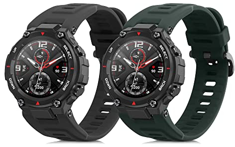 kwmobile 2x Sportarmband kompatibel mit Huami Amazfit T-Rex/T-Rex Pro Armband - Fitnesstracker Band Set aus TPU Silikon