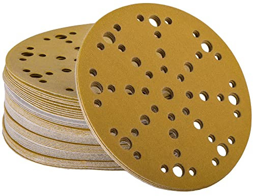 Wabrasive Dischi abrasivi da 150 mm, con velcrati, 48 fori, K320, set da 50 pezzi, carta vetrata per riparazione di legno e carrozzeria, adatti per levigatrice orbitale Festool Rotex 150, con piastra