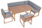 vanvilla Gartenmöbel Set Holz Sitzgruppe Gartenmöbelset Garnitur Terrasse Möbel Sitzgarnitur 1 Tisch 1 Eckbank 2 Sessel Auflage HELLGRAU