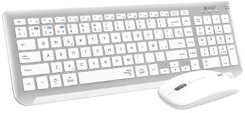 SUBBLIM Teclado con Ratón Bluetooth + 2.4G Combo Dual Prestige Extendido Blanco Plata