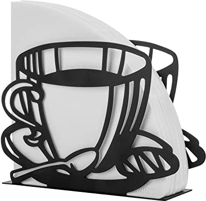 Kaffeefilterständer aus Metall – Halter und Gestell für Kaffeefilter, Papierhandtücher und Servietten – vertikal, kegel- und quadratisch geformt (schwarz)