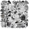 50 Pcs Black and White Stickers for Kids Teens Adults Boys Girls Gift,Stickers Pack for Laptop,Skateboard,Luggage,Car,Bike, Cup,Computer,Water Bottle Decor,Mushroom Vinyl Waterproof Sticker Decals
