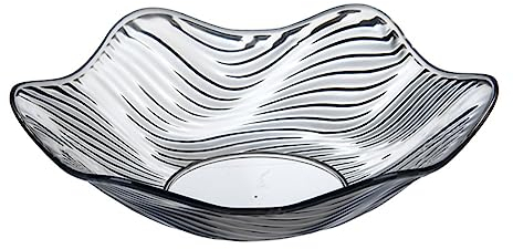 Soulnioi Obstteller, Kristall-Servierschalenplatte, klare Salatschüssel, Snack-Dessertteller, Blumenform, gewellter Rand, Hochzeits-Süßigkeitenteller, dekoratives Tablett für Zuhause, Büro, Grau