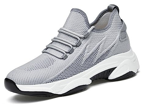 TUMAHE Mens Aufzug Trainer Mode Leichte Unsichtbare Höhe Zunehmende Walking Schuhe Casual Atmungsaktive Sport Turnschuhe,2.36(6cms) Grey,38 EU