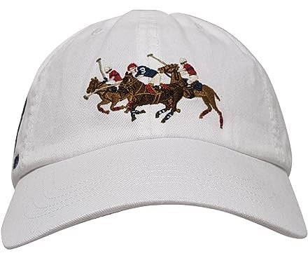 POLO RALPH LAUREN Herren bestickte Chino-Baseballkappe mit Lederriemen (Weiß (Polo Players), Einheitsgröße), Weiß (Polo Players), Einheitsgröße