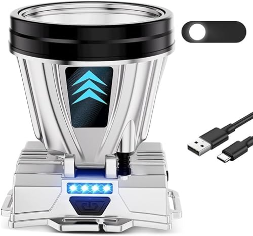 Linterna frontal recargable superbrillante de alta potencia, lámpara de cabeza recargable LED, luces LED para linterna frontal, faro impermeable con luces blancas para camping, correr, ciclismo, pesca