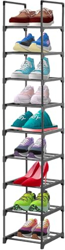 Dyserbuy Schuhregal mit 9 Ebenen, Vertikales Schuhregal,Schuhaufbewahrung Schuh-Organizer für Schrank, Wohnzimmer, Schlafzimmer, Eingang, Lebensmittelgeschäft, Schwarz