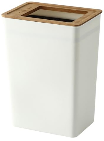 UMMEI Poubelle Carrée en Bois À L'intérieur, Poubelle Divisée, Maison Élégante Art De Vivre WC WC,Blanc,15L
