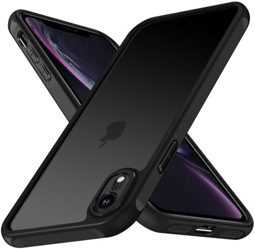 ivoler Hülle für iPhone XR 6.1 Zoll, [Vollständiger Kameraschutz] [Militärstandard] Stoßfest Handyhülle, Matt Durchscheinende Rückseite Anti-Fingerabdruck Schutzhülle Case (Schwarz)