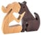 LOVIVER Mann und Hund Holzstatue, Hand Carved Wood Dog Human Statue, Handgefertigte Holzstatue, Welpen-Holzschnitzerei-Ornamente für Zuhause, Büro, Wohnzimmer, Hundeliebhaber, Bastelfigur