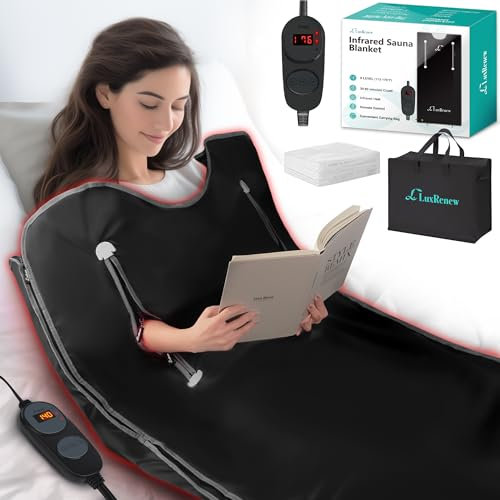 Infrared Sauna Blanket for Detoxification, Far Infrared Sauna for Home Detox Relaxation, Portable Sauna Infrared Blanket with Sleeves, 113-176℉, 30-60 Minutes Timer, 6 ft x 2.62 ft