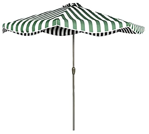 Sonnenschirm für den Außenbereich, gestreifter Markttischschirm, 2,7 m Garten-Sonnenschirm mit 8 stabilen Eisenrippen, Sonnenschutz für Terrasse, Hof, Stranddock (Farbe: Gelb + Weiß) (Grün + Weiß)