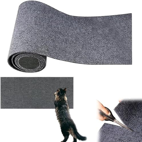 Katzenkratzmatte, Kratzmatte Katze, Kratzbretter Katze Wand, Trimmbarer Selbstklebender Cat Couch Protector, Katze Kratzmatte Selbstklebende Teppich Matte Pad Ersatz (Dunkelgrau, 30 * 100cm)