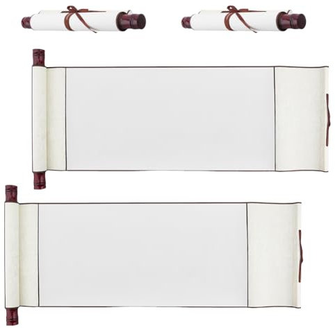 SUPERFINDINGS 4 rouleau de Papier Vierge avec Tiges en Bois Rouleau de Peinture Vierge Long Rouleau Vierge Vieilli Sur Tiges en Bois pour Ou Gentille Calligraphie, 13inch