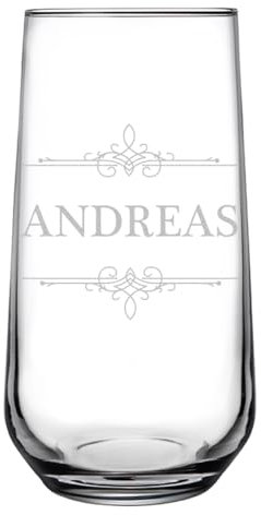 polar-effekt Trinkglas 470 ml mit personalisierter Gravur - Longdrinkglas mit Namen - ideal für Drinks, Wasser und Saft - spülmaschinenfestes Cocktailglas