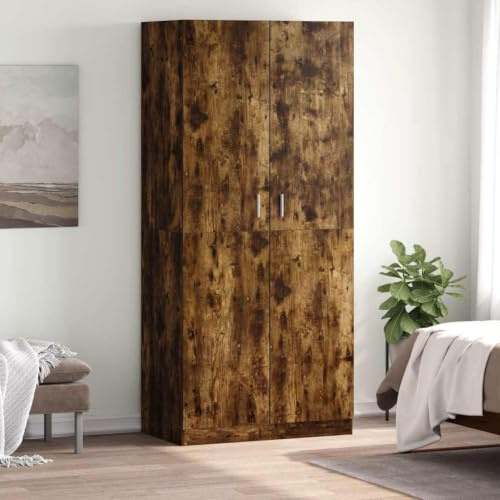 Willood Kleiderschrank Räuchereiche 90x52x200 cm Holzwerkstoff Garderobenschrank Garderobe Schrank Schlafzimmerschrank Dielenschrank