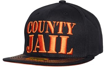 King Kerosin Herren Snapback Cap • Flat Brim • 3D Stickerei Print • Basecap Für Männer • Baseball-Kappe • Retro • Vintage • Schirmmütze • Schwarz • County Jail