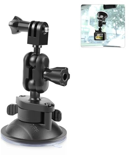 PULUZ Action Camera Suction Cup Mount for GoPro, Sport Camera Vacuum Suction Mount with 360° Rotation Magic Arm, Car Windshield Window Mount for Insta360, OSMO, and Other Cameras