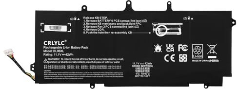CRLYLC 42Wh BL06XL Batterie pour HP EliteBook Folio 1040 G0 1040 G1 1040 G2 Series 722236-171 722236-1C1 722236-271 722236-2C1 722297-001 722297-005 BL06042XL BLO6XL HSTNN-DB5D HSTNN-IB5D Battery