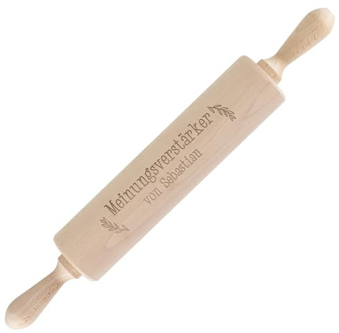 Herz & Heim® Nudelholz mit Gravur personalisiert mit Namen oder Wunschtext (Meinungsverstärker)