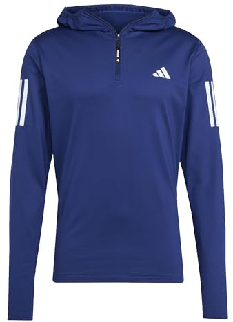 adidas Herren Own the Run Winterized Hooded Half-Zip, Dark Blue, S