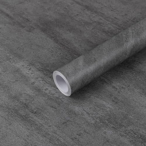 Hode Klebefolie Möbel Grau 40x600cm Möbelfolie Betonoptik Selbstklebende Folie für Möbel Küche Fensterbank Schrank Dunkelgrau Wasserdicht Tapete
