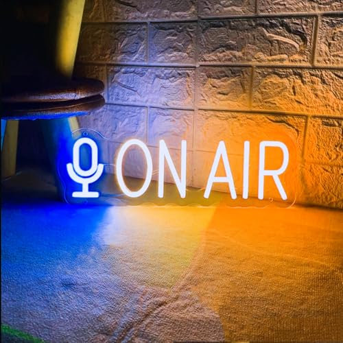 LED Acryl On Air Neonlichtschild Wandkunst Lampen mit Dimmbarem Schalter und 55 CM Langer Hängekette für Rundfunksender, Büro, Geschäft, Restaurant, Bar, Garage, Schaufenster, Wanddekoration