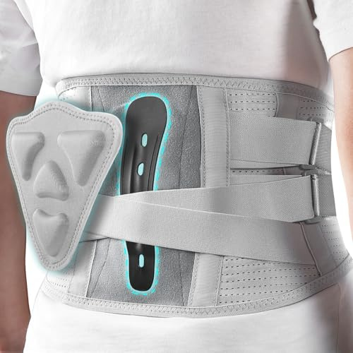 TOVIKI Rückenstützgürtel mit Abnehmbarem 3D Lendenpolster & Stützstreben Verstellbare Zuggurte, Rückenbandage für Herren und Damen, Lindern Schmerzen im unteren Rücken (M)
