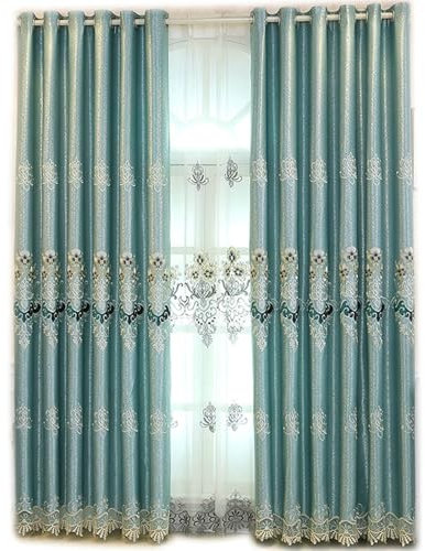 Wycian Lamellenvorhang Vorhang Grün Verdunkelung 2er Pack Blumen Bestickt H183 x B107 cm (2er Pack) Polyester