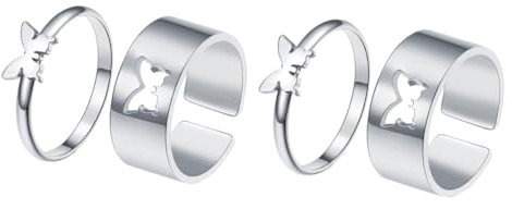 SHERCHPRY 4stücke Chic Adjustable Butterfly Für Teiliges Silberring- Verstellbarer Fingerring Für Festivals Und Tägliches Tragen