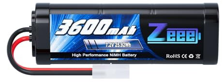Zeee NiMH Akku 7,2V 3600mAh RC Akku für RC Auto RC LKW HPI Losi Kyosho Hobby (1 Packungen)