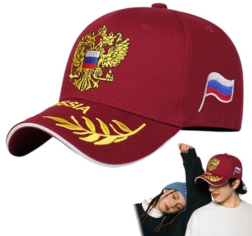 Zunishaone Baseballkappe Russland | Sonnenhut für Outdoor-Aktivitäten Unisex bestickt Pfirsich mit Nationalemblem Russland atmungsaktiv