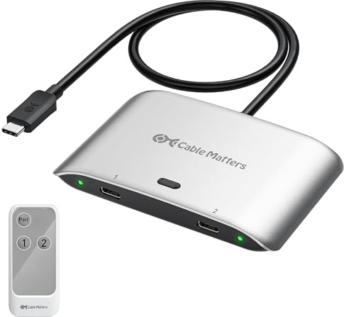 Cable Matters Switch USB4 USB-C 20 Gbit/s per 2 computer, PD 140 W | 8K@30Hz Windows / 4K@60Hz macOS; Non compatibile con dock con cavo integrato