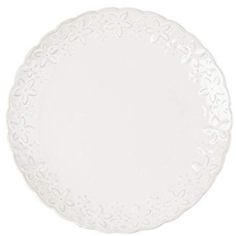 OWOHYG Platos de Cena de cerámica Blanca de Lujo con diseños de Relieve Retro Europeo, Platos para Carne, bandejas de Almacenamiento para Bodas, vajilla de cerámica, Platos de Postre