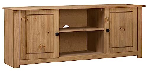 Panama Collection - Mueble de TV de madera de pino maciza de 120 x 40 x 50 cm, centro de entretenimiento con almacenamiento, moderno mueble de TV móvil para sala de estar o dormitorio