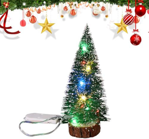 Mini Weihnachtsbaum Mit LED Beleuchtung, Klein Künstlich, Tannenbaum Deko, Weihnachtsdekoration, 15CM (L)