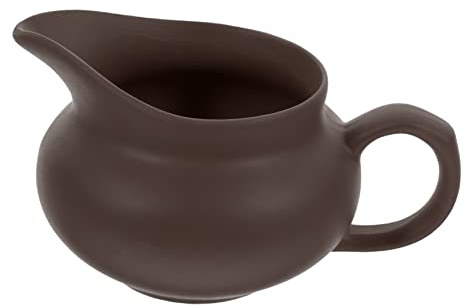 SECFOU Ceramic Juice Dispenser and Milk Jug with Vintage Sleek Design, Convenient to Use, Not Easy to Break, Pouring Cup for Party Dinner and Bars, Brown Colour