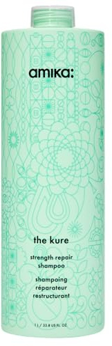 amika The Kure Strength Repair Shampoo 1000ml I Reparatur-Shampoo für trockenes & geschädigtes Haar I Mit Sanddorn und Shea-Butter I Stärkt, spendet Feuchtigkeit & reduziert Haarbruch I Vegan