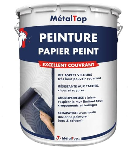 Metaltop - Peinture Papier Peint - Jaune de sécurité - RAL 1003-1 L - Finition velours anti-rayures et anti-taches pour un résultat durable.