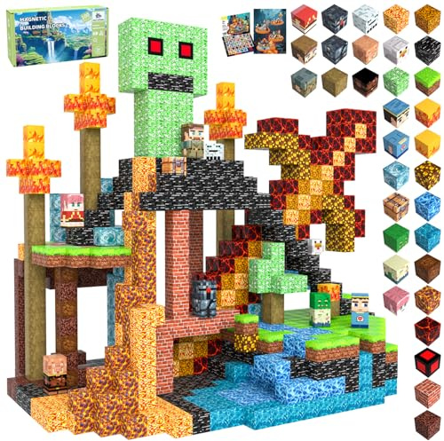 CraftyNest Magnetic Blocks, 100PCS Building Blocks for Kids, Magnetic Tiles STEM Sensory Toys, Christmas Birthday Gift for 3+ Year Old Boys & Girls