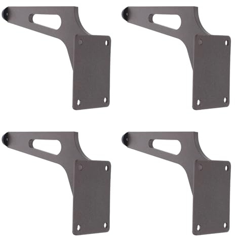 LIFKICH Lot de 4 Pieds Métalliques de Meubles 15 CM Fixation Latérale Rehausseurs Robustes pour Canapé Table Basse et Meuble TV Finition Gris Foncé Pieds de Rechange pour Salon et