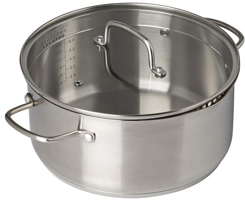 PYREX Infinity Faitout Induction Inox 24 cm | Acier Inoxydable, Sans PFAS, Couvercle fonction passoire, Tous Feux, Four, Pro