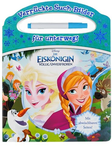 Disney Die Eiskönigin - Verrückte Such-Bilder für unterwegs - Wimmelbuch - Pappbilderbuch mit Stift und abwischbaren Seiten ab 3 Jahren - PI Kids
