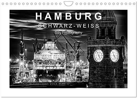 Hamburg in schwarz-weiss (Wandkalender 2026 DIN A4 quer), CALVENDO Monatskalender: Hamburger Momente in schwarz-weiss (CALVENDO Orte)