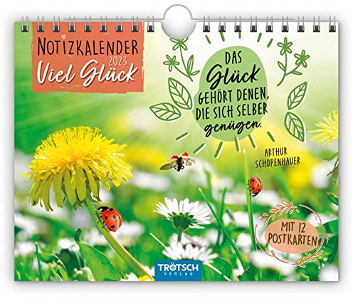 Trötsch Notizkalender Querformat Notizkalender Viel Glück 2024 - mit 12 Postkarten: Wandkalender Notizkalender