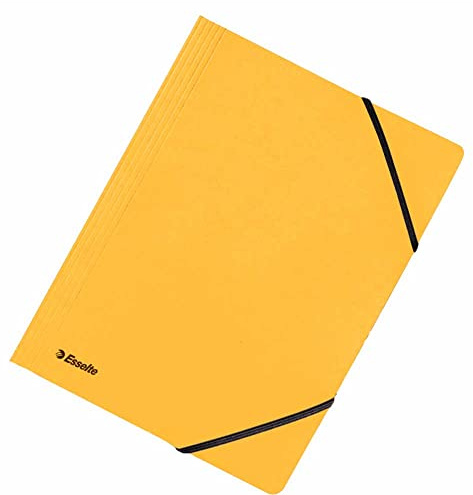 Esselte Rainbow Elasticated Folder, A4, Yellow, Pack of 25, 44203