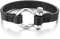 COOLSTEELANDBEYOND Acero Tornillo Grillete del Ancla, Pulsera del Abrigo Negro Cuero Hombre Mujer, Náutico Marinero Tejido