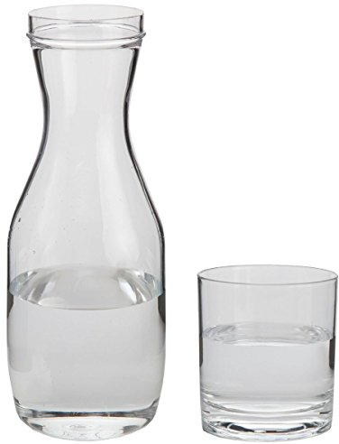 Lily's Home Bedside Night Water Carafe with Tumbler Glass, Easy Pour Spout for No-Mess Use in Bedroom, Bathroom, or Kitchen, Use Cup as Lid, Acrylic Break Resistant (16 Ounces)