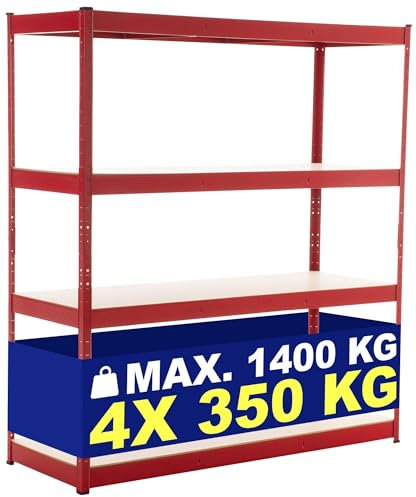 CLP Lagerregal 160X180X60 cm I Böden Bis Je 350 KG Belastbar I Metall-Steckregal, Farbe:rot