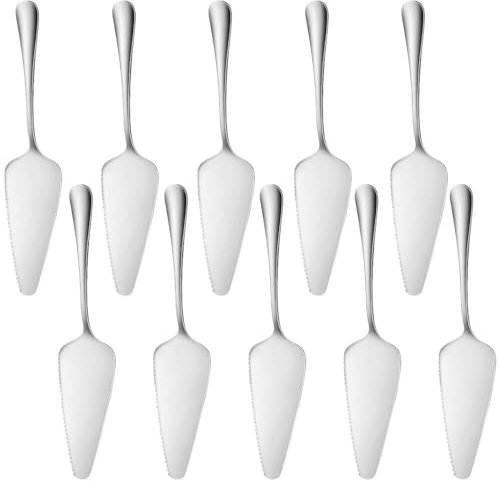 Ymeibe Tortenheber 10 Stück All in One Cutter & Server Set, Edelstahl Kuchen Cutter Hochzeit Kuchen Messer für Party täglichen Gebrauch, Spülmaschinenfest (Silber)
